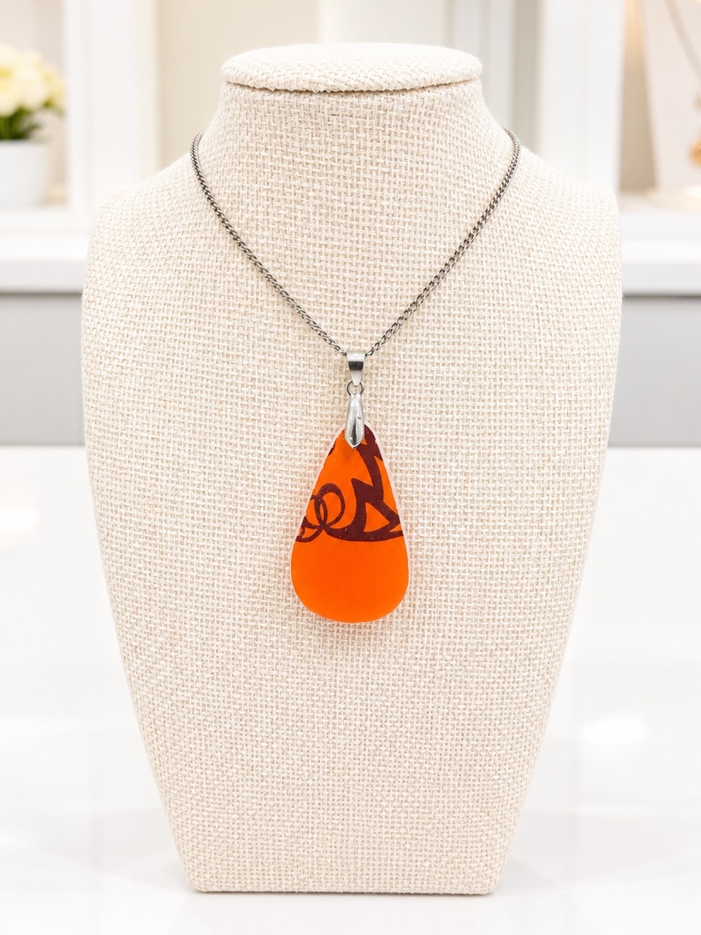 Vintage Corningware Repurposed Pendant and Silver-tone Chain